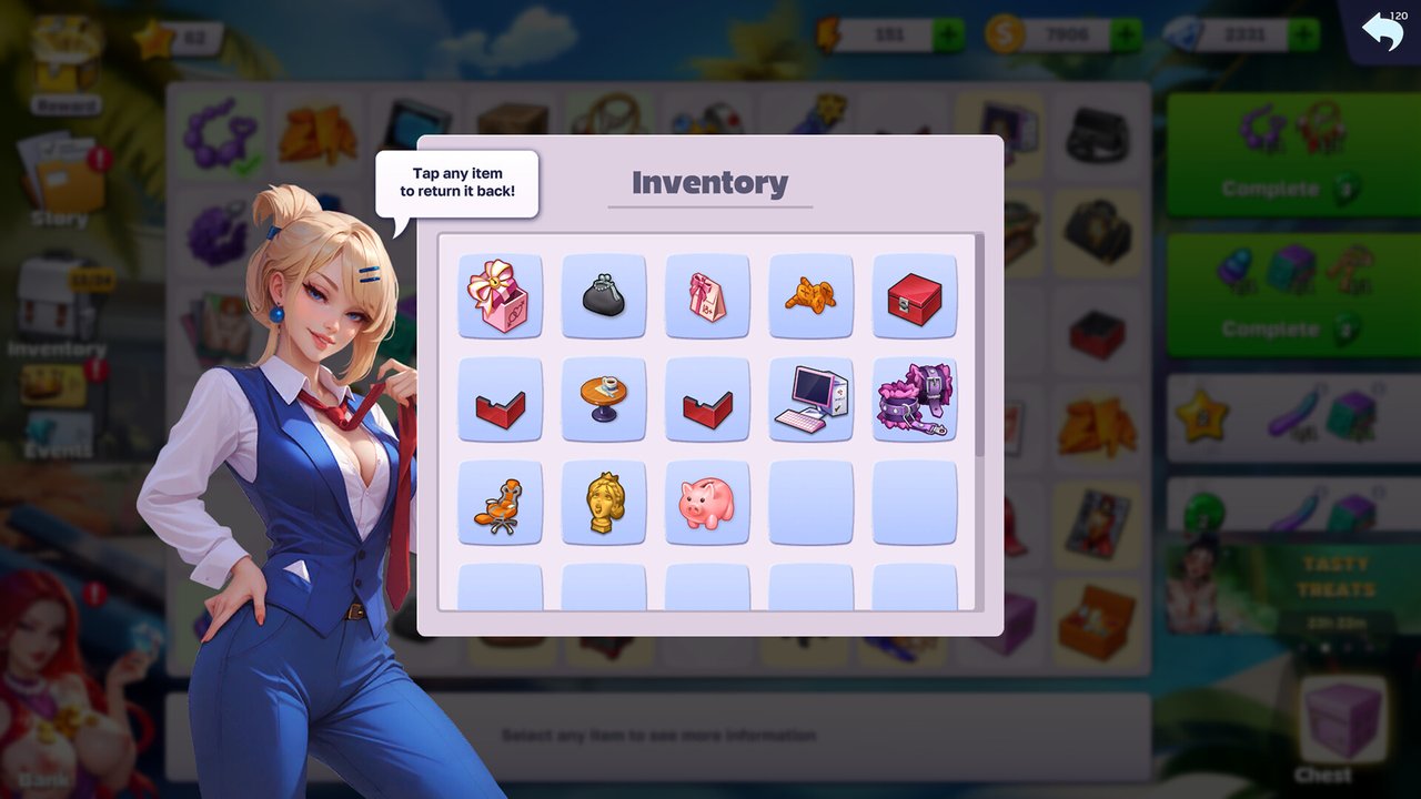 Horny Villa – inventory and merge items